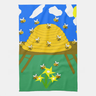 Toalla de cocina con diseño de colmena de abejas