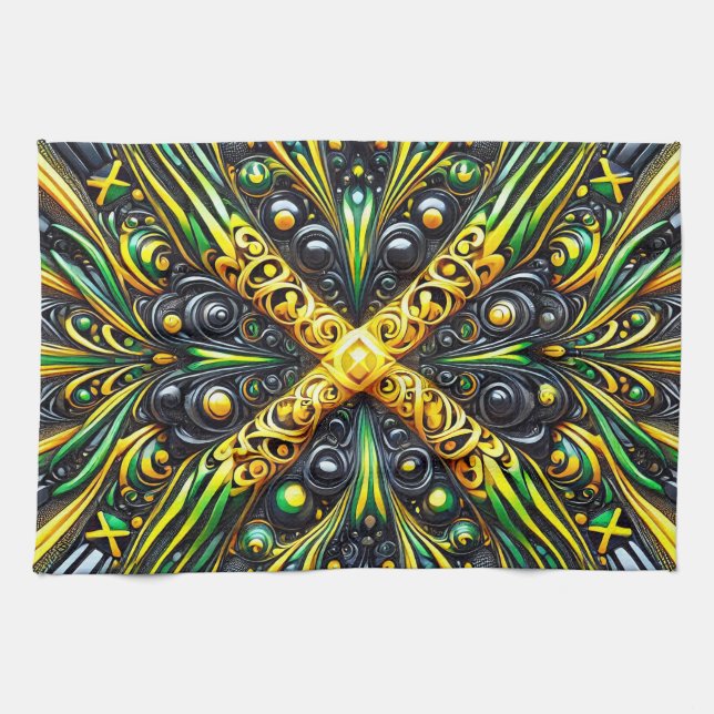 Toalla de cocina con diseño de colores jamaiquinos (Horizontal)
