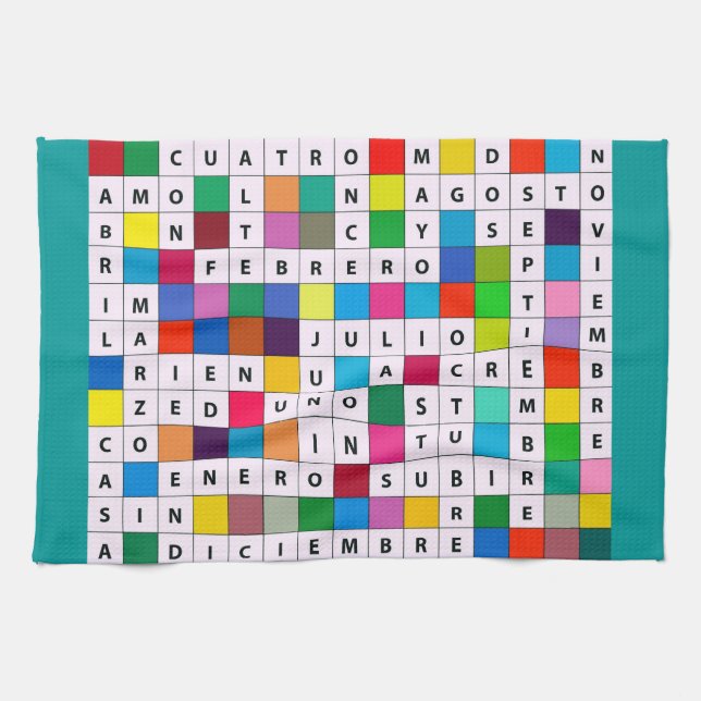 Toalla de cocina con diseño de los meses de la (Horizontal)