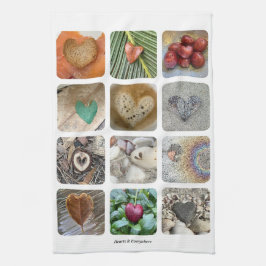 Toalla de cocina con doce corazones