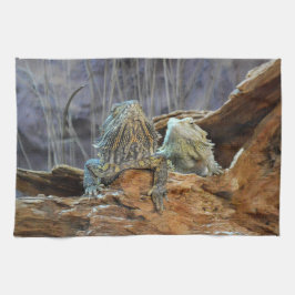 Toalla de cocina con dos lagartos curiosos