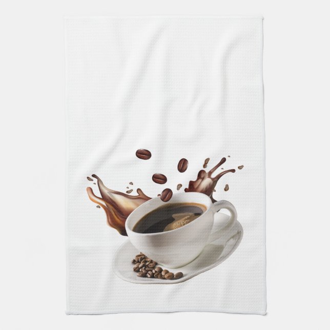 Toalla de cocina con efecto de salpicadura de café (Vertical)