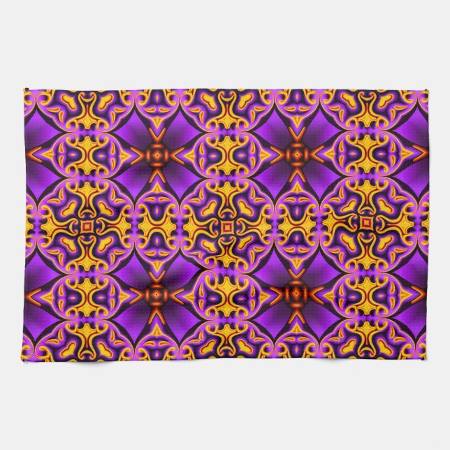 Toalla de cocina con estampado amarillo morado (Horizontal)