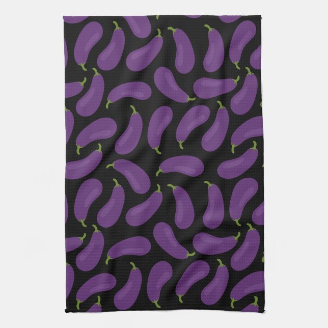 Toalla de cocina con estampado de berenjena (Vertical)