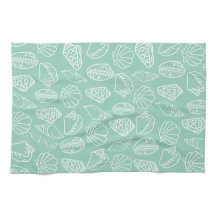 Toalla de cocina con estampado de conchas dibujada