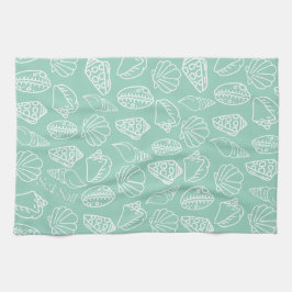 Toalla de cocina con estampado de conchas dibujada