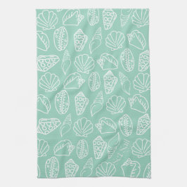 Toalla de cocina con estampado de conchas dibujada