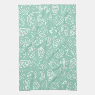 Toalla de cocina con estampado de conchas dibujada