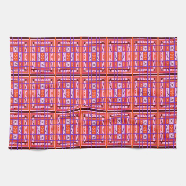 toalla de cocina con estampado de cuadros curvos d (Horizontal)