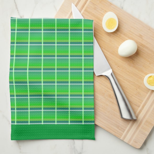 Toalla de cocina con estampado de cuadros verde re (Doblado Cuarto)