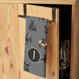 Toalla de cocina con estampado de gatos negros
