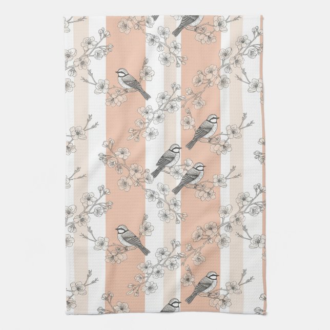 Toalla de cocina con estampado de pájaro floral an (Vertical)