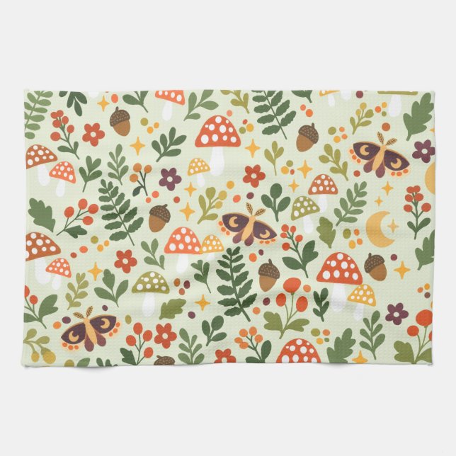 Toalla de cocina con estampado de setas de suelo f (Horizontal)