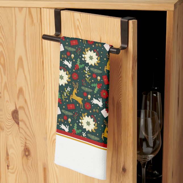Toalla de cocina con estampado navideño (Pliegue de tercios)