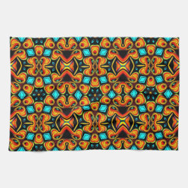 Toalla de cocina con estampado rojo naranja