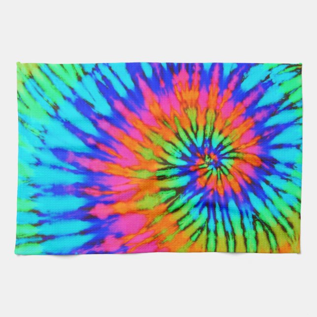 Toalla de cocina con estampado tie dye rosa y azul (Horizontal)