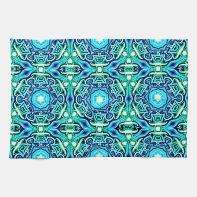 Toalla de cocina con estampado verde azul (Horizontal)
