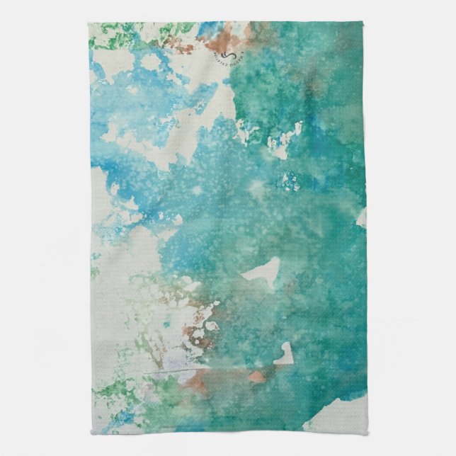 Toalla de cocina con estampado verde y azul de Mad (Vertical)