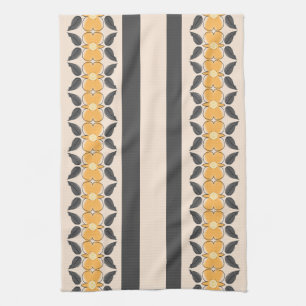 Toalla de cocina con flores de naranja y gris