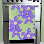 Toalla de cocina con flores retro verde violeta<br><div class="desc">Si te gustan las toallas de cocina que son brillantes,  esta es para ti. ¡Morado y verde!</div>