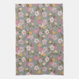 Toalla de cocina con flores y pájaros caprichosos