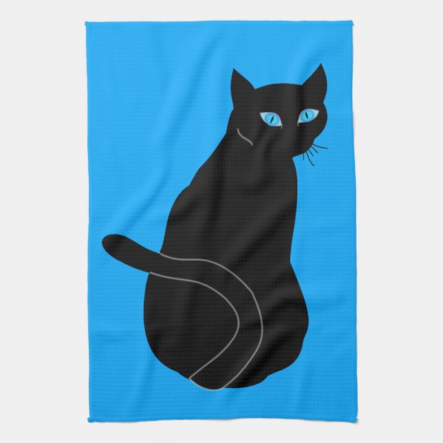 Toalla de cocina con gato negro (Vertical)