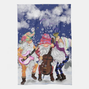 Toalla de cocina con gnomos musicales