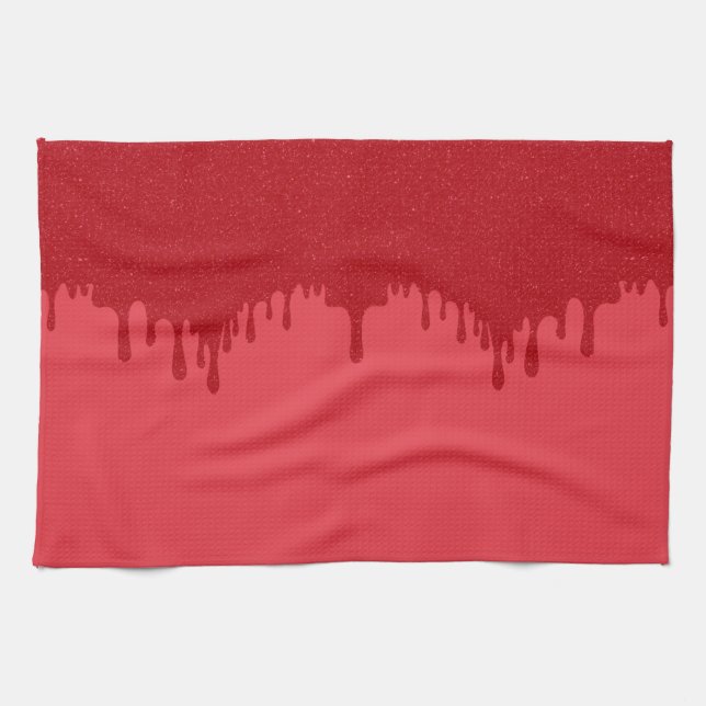 Toalla de cocina con goteo rojo de tomate personal (Horizontal)