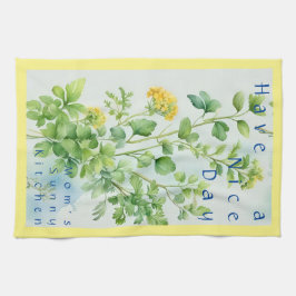 Toalla de cocina con hierbas soleadas