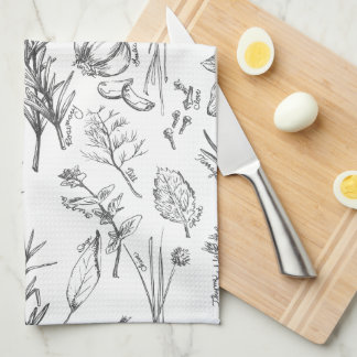 Toalla de cocina con hierbas y especias