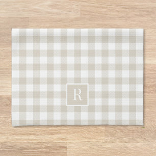 Toalla de cocina con inicial personalizada en cuad