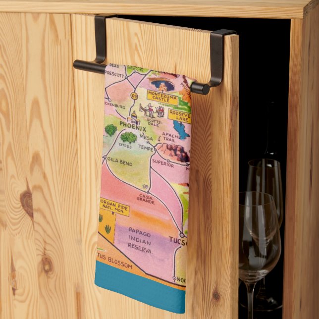 Toalla de cocina con mapa de Arizona (Pliegue de tercios)