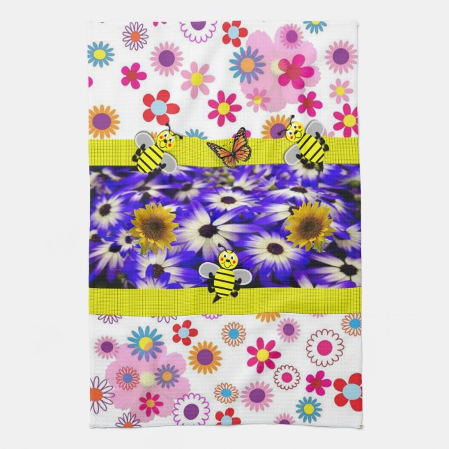 Toalla de cocina con mariposa de girasol Bumblebee (Vertical)