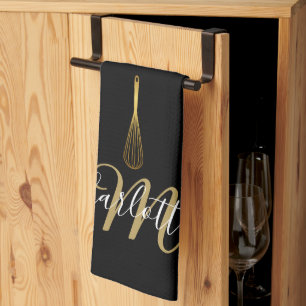 Toalla de cocina con monograma de letra script en 
