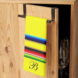 Toalla de cocina con monograma de rayas de serape 