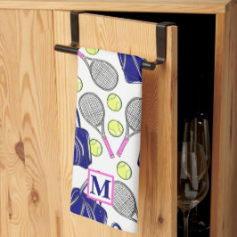 Toalla de Cocina con Monograma de Tenis Elegante e