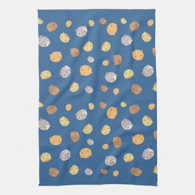Toalla de cocina con muchas caras de gatito (Vertical)