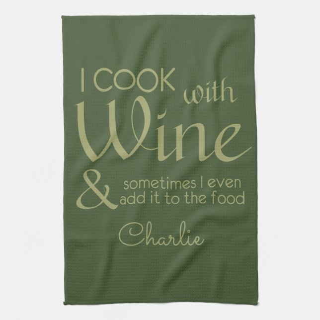 Toalla de cocina con nombre propio Wine Quote (Vertical)