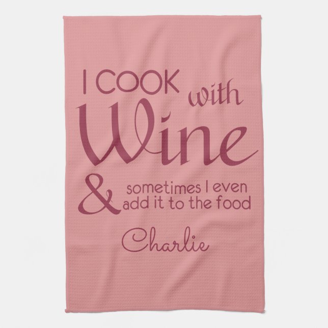 Toalla de cocina con nombre propio Wine Quote (Vertical)