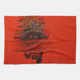 Toalla de cocina con paisaje de luna naranja