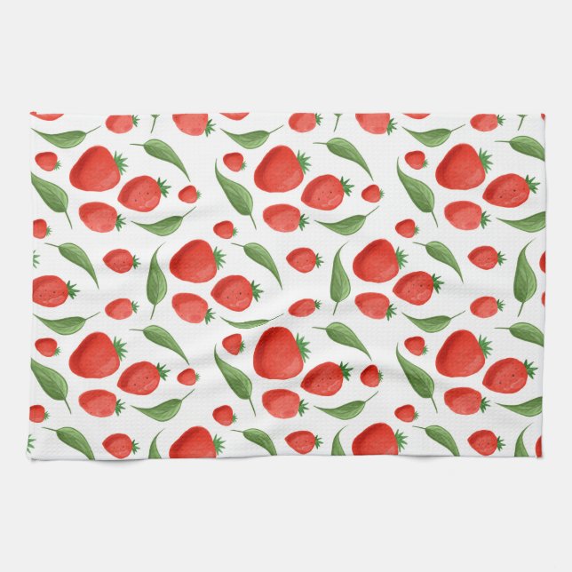 Toalla de cocina con patrón de fresa fresca (Horizontal)
