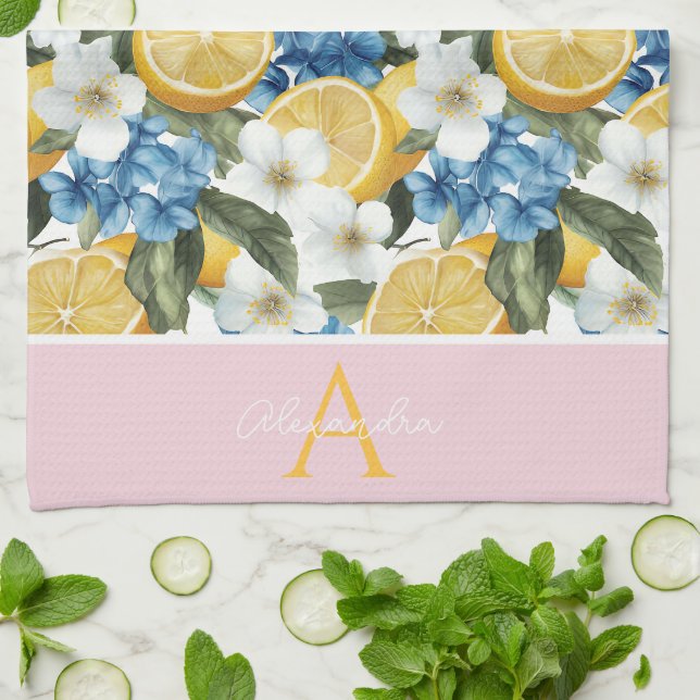 Toalla de Cocina con Patrón de Limón Personalizada (Doblado)