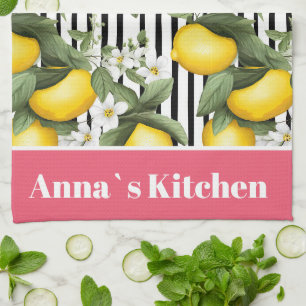 Toalla de Cocina con Patrón de Limón Personalizada