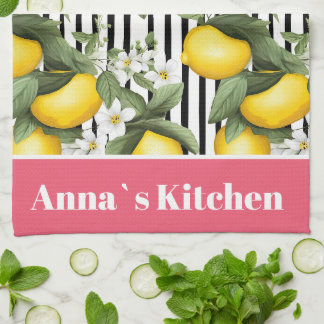 Toalla de Cocina con Patrón de Limón Personalizada