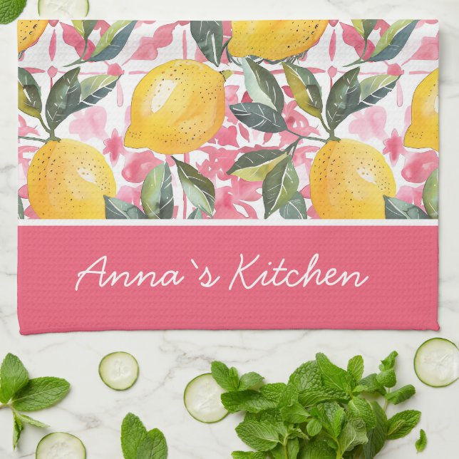 Toalla de Cocina con Patrón de Limón Personalizada (Doblado)