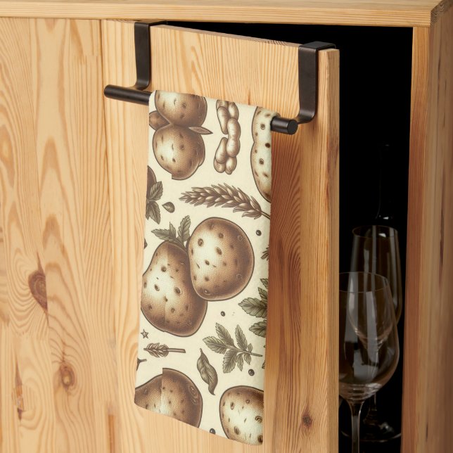 Toalla de cocina con patrón de papa (Pliegue de tercios)