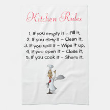 Toalla de cocina con reglas de cocina y chef