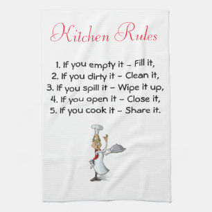 Toalla de cocina con reglas de cocina y chef