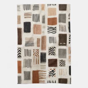 Toalla de cocina con rejilla abstracta boho terros