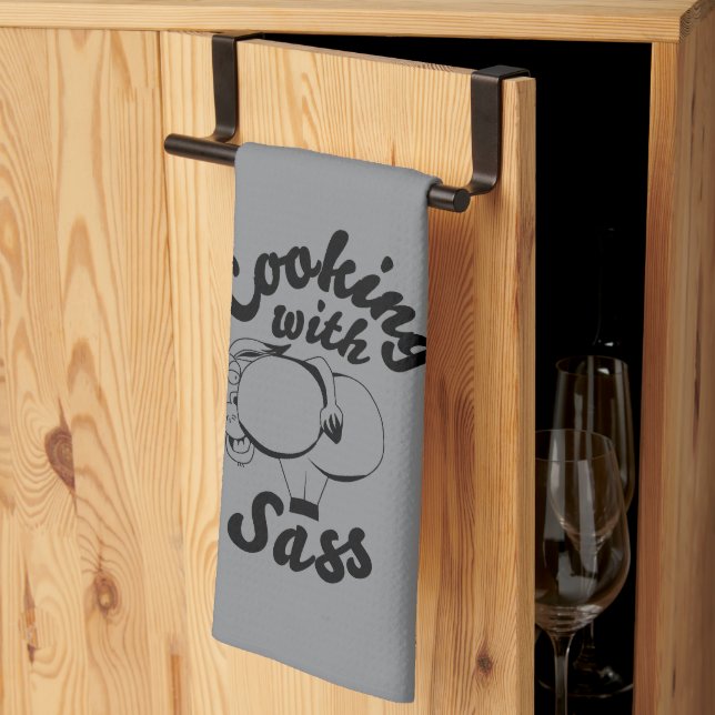 toalla de cocina con sass gris oscuro (Pliegue de tercios)